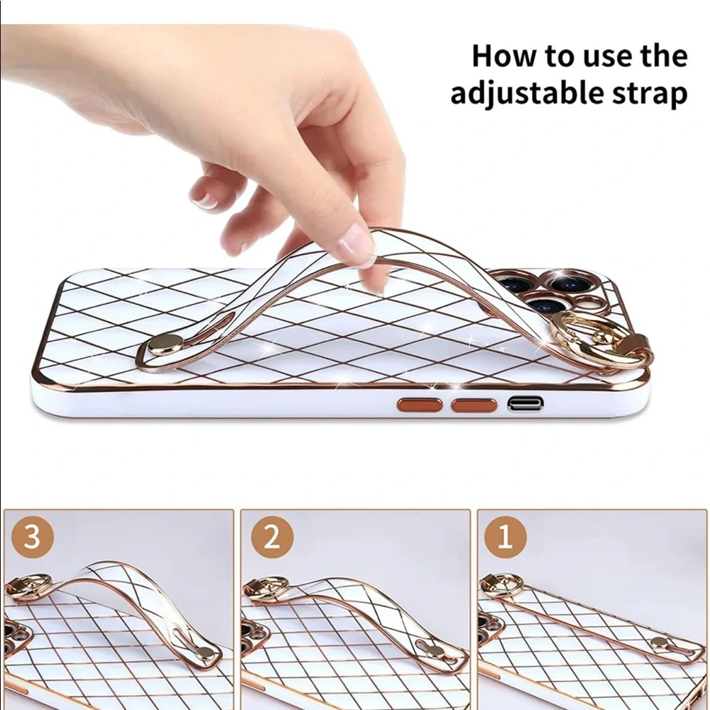Iphone 13 Pro Case Full-Body Stylish Protective Cover Soft Case Wristband Holder
